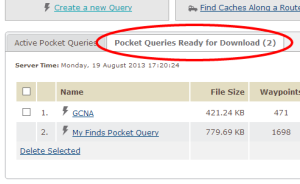 Pocket Query Download Tab