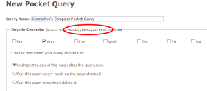 Pocket Query Server TIme